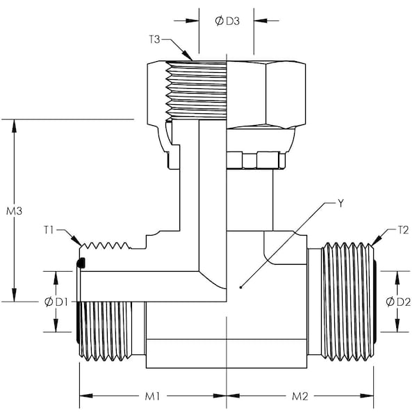 Male Flat Face O-Ring To Male Flat Face O-Ring To Female Flat Face O-Ring Swivel Branch Tee